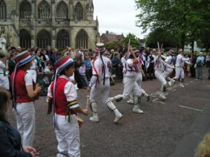Outside Exeter cathedral