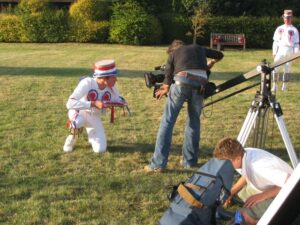 Will with the raspberries that hadn't been spilt down his kit