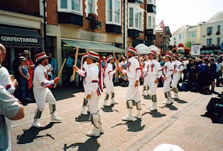 Saturday lunchtime, outside the Anchor - getting into it now .....