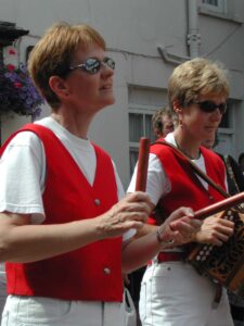 Musicians outside the Anchor