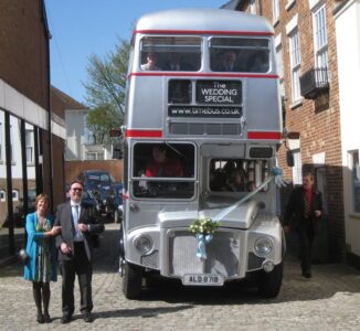 17 Apr - John & Alison's wedding - Andy and Bob in danger of missing the bus to Stowe 17 Apr - John & Alison's wedding - Andy and Bob in danger of missing the bus to Stowe