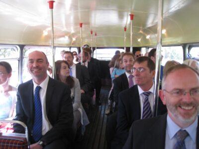 Smiles all round as the passengers realise they've got away without paying Smiles all round as the passengers realise they've got away without paying