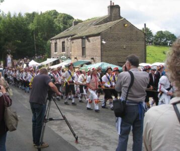 Sunday morning, the procession arrives at St. Chad's Church above Uppermill .... Sunday morning, the procession arrives at St. Chad's Church above Uppermill ....