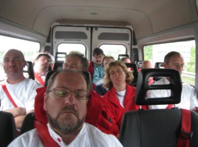 At the end of the weekend, there was some lively banter on the minibus home At the end of the weekend, there was some lively banter on the minibus home