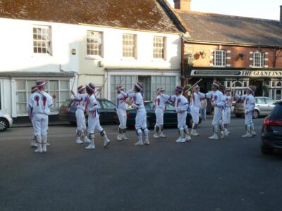 In Cerne Abbas, outside the Royal Oak In Cerne Abbas, outside the Royal Oak