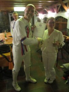 Later still at the Tinódi restaurant, there was a special menu of English food in our honour Later still at the Tinódi restaurant, there was a special menu of English food in our honour