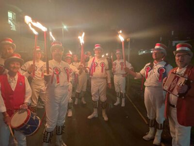 Waiting to start the torchlight procession