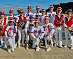 Sat 16th - Thurs 21st August - Whitby Folk Week! Whitby 2025 - Jane, Jerry, BenLand, Karen, Robert, Malcolm, Paul, John, Roy, Jen (kneeling) BenLanc, Florent, BenP, Jameson