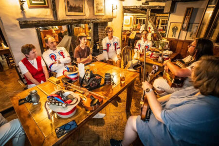 Saturday evening, a session at the Cricketers Arms, Wisborough Green